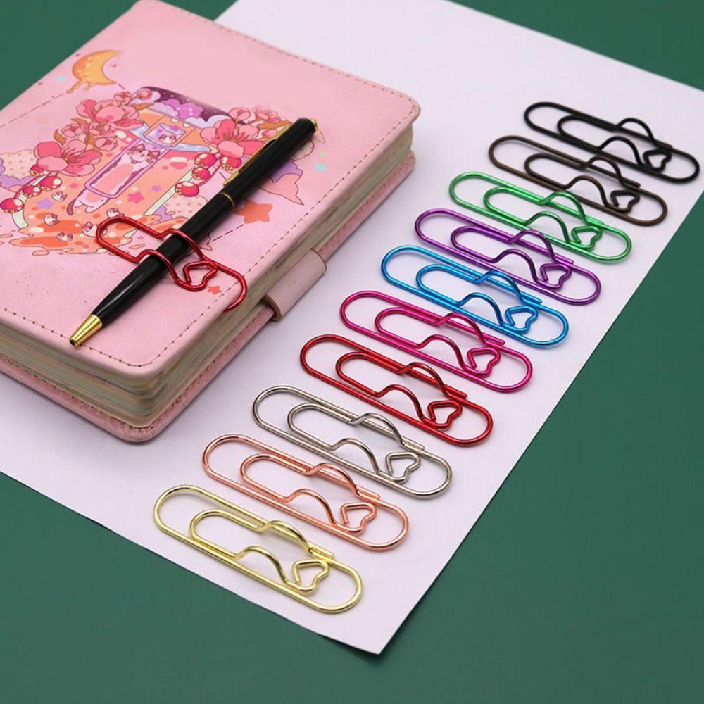 10pcs Colorful Paper Clips Paper Fix Clips Bookmarks Multi-functional Pen Holder  Journal Tool