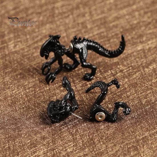 1 пара серег-гвоздиков в готическом темном стиле с имитацией динозавра и кошки, креативные серьги-гвоздики в стиле хип-хоп и рок, модные аксессуары