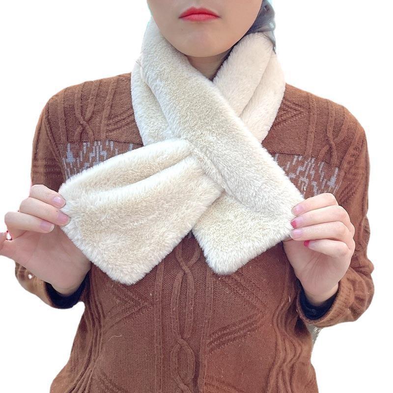 Scarf Women's Winter Imitation Rose Rabbit Fur Plush Shawl Thickened Fake Collar Scarf Women's Warm Thickened Plush Scarf Tide