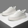 Autumn New Cow Leather Sneakers for Men Solid Color Fashion Causal White Board Shoes Male High Quality Lace Designer Shoes Man