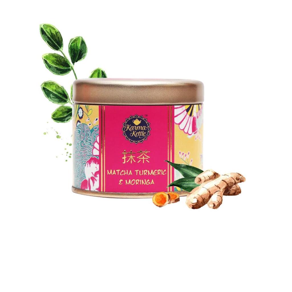 Чай Матча с Куркумой и Морингой (50 г), Matcha Turmeric & Moringa,  Karma Kettle