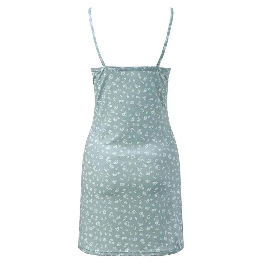 Женское повседневное платье-комбинация с V-образным вырезом и небольшим цветочным принтом в стиле ретро