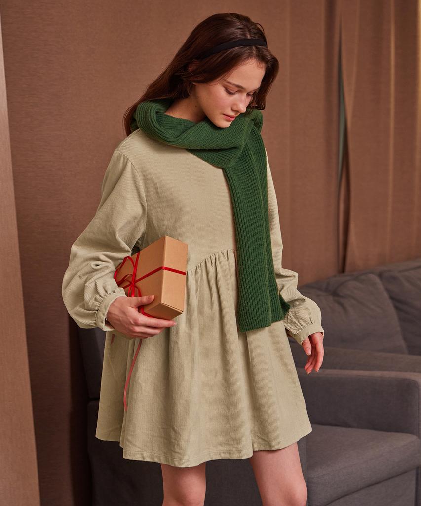 Belloel Corduroy Mini Dress Beige