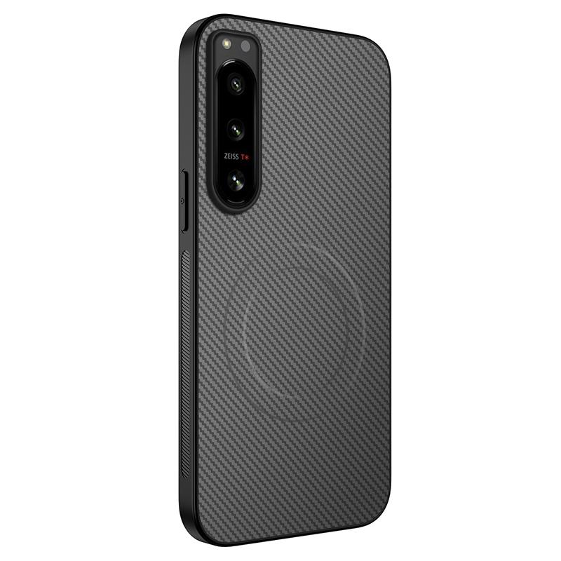 Магнитный чехол класса люкс с беспроводной зарядкой для телефонов Sony Xperia 1 VI 1VII Xperia 5 II 5 VI, матовый, из углеродного волокна, противоударный.