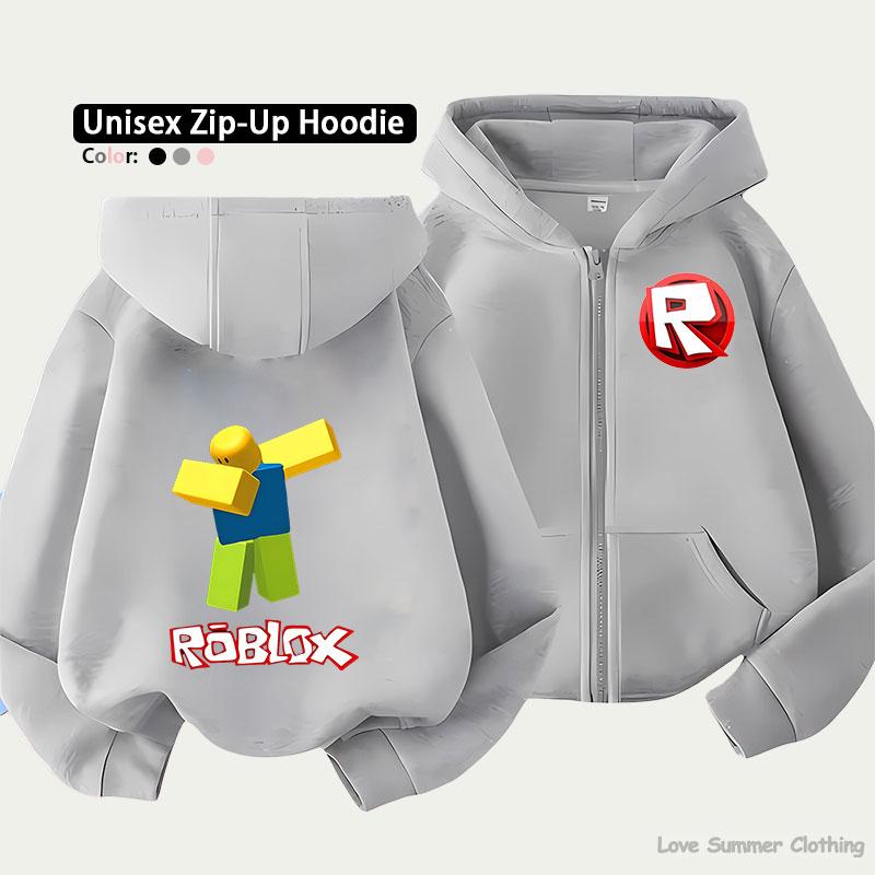 Roblox Kids Zip Hoodie for Kids Ages 4-14 Multiple Pattern Options Unisex Lightweight Zip Jacket HD Print Easy Wear Sporty and Casual Style Polyester