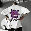 Большая футболка с графическим принтом Pokemon Gengar Мужская Женская Хлопковая с коротким рукавом Уличная одежда 2026 Лето Мультяшный принт Повседневные топы Y2k