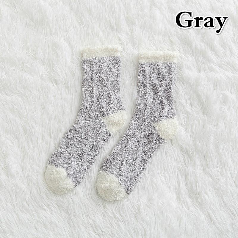 Women Coral Fleece Socks Winter Warm Plush Floor Socks Christmas Socks