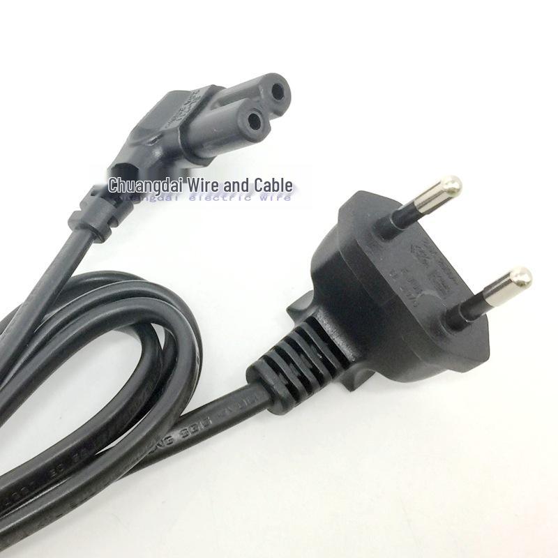 European Standard Two-Pin Power Cord with Figure-8 and C5 Connectors (CE Certified)