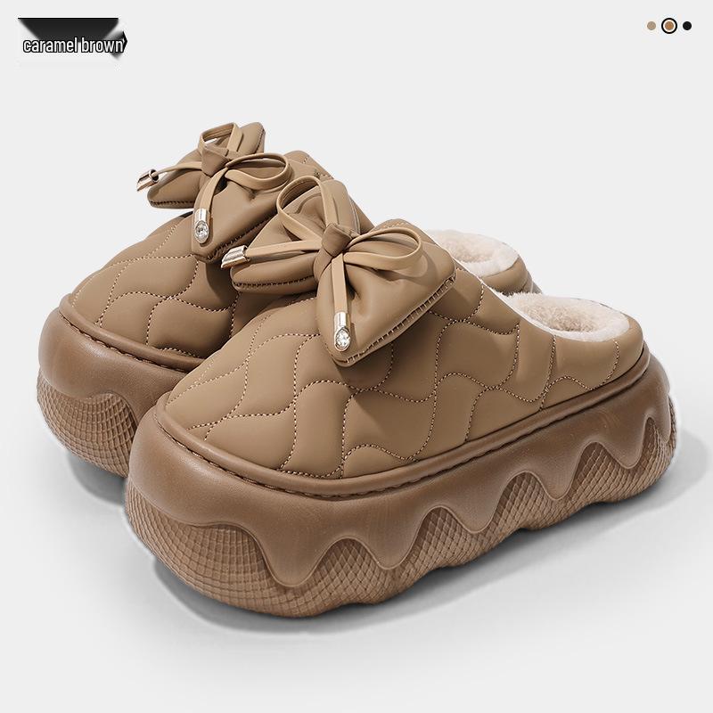 Women's Waterproof Cotton Slippers: Warm, Thick-Soled, Non-Slip, Height-Increasing for Autumn/Winter, Indoor/Outdoor Wear