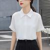 Рубашка Блузка Короткий рукав Летняя Рубашка с воротником Шифон Белый Офисная Повседневная Топы Непрозрачный Офис Бизнес Поездки на работу Повседневный Высоко дышащий [Xiaoyu]