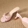 Fashion Sweet Butterfly-knot Slipper Women Elegant Round Toe Kitten Heel Slide Sandal Fashion Shallow Open Toe Brand Designer Dress Shoe