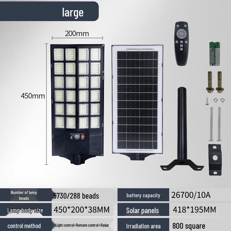 Lishi 1800W Solar Street Light with Radar Motion Sensor