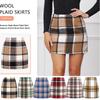Womens High Waist Plaid Skirt Bodycon Pencil Wool Mini Skirts