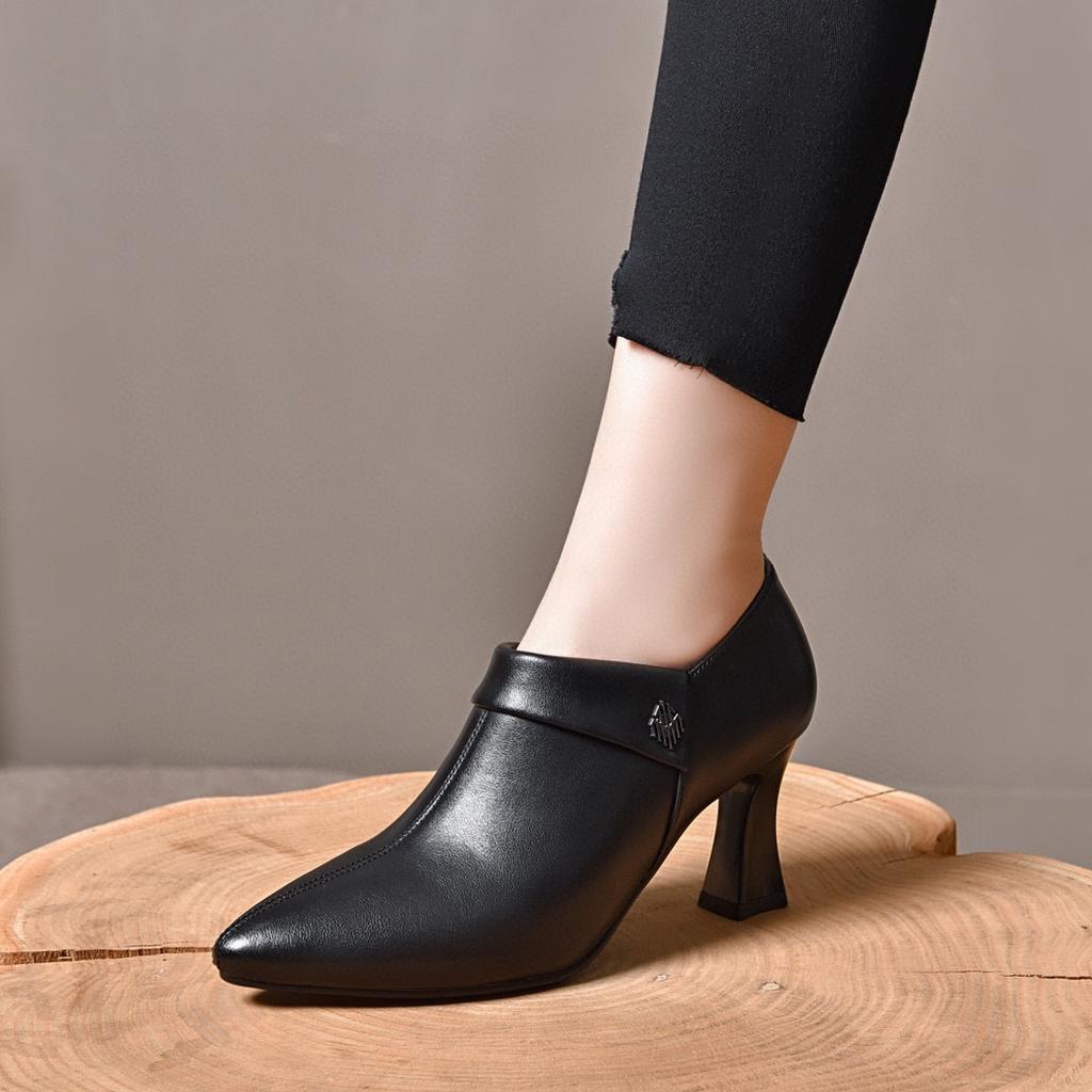 Остроносые туфли на высоком каблуке с глубоким вырезом женские весенние новые из овчины туфли-стилеты модные туфли с лацканами до щиколотки туфли-лодочки