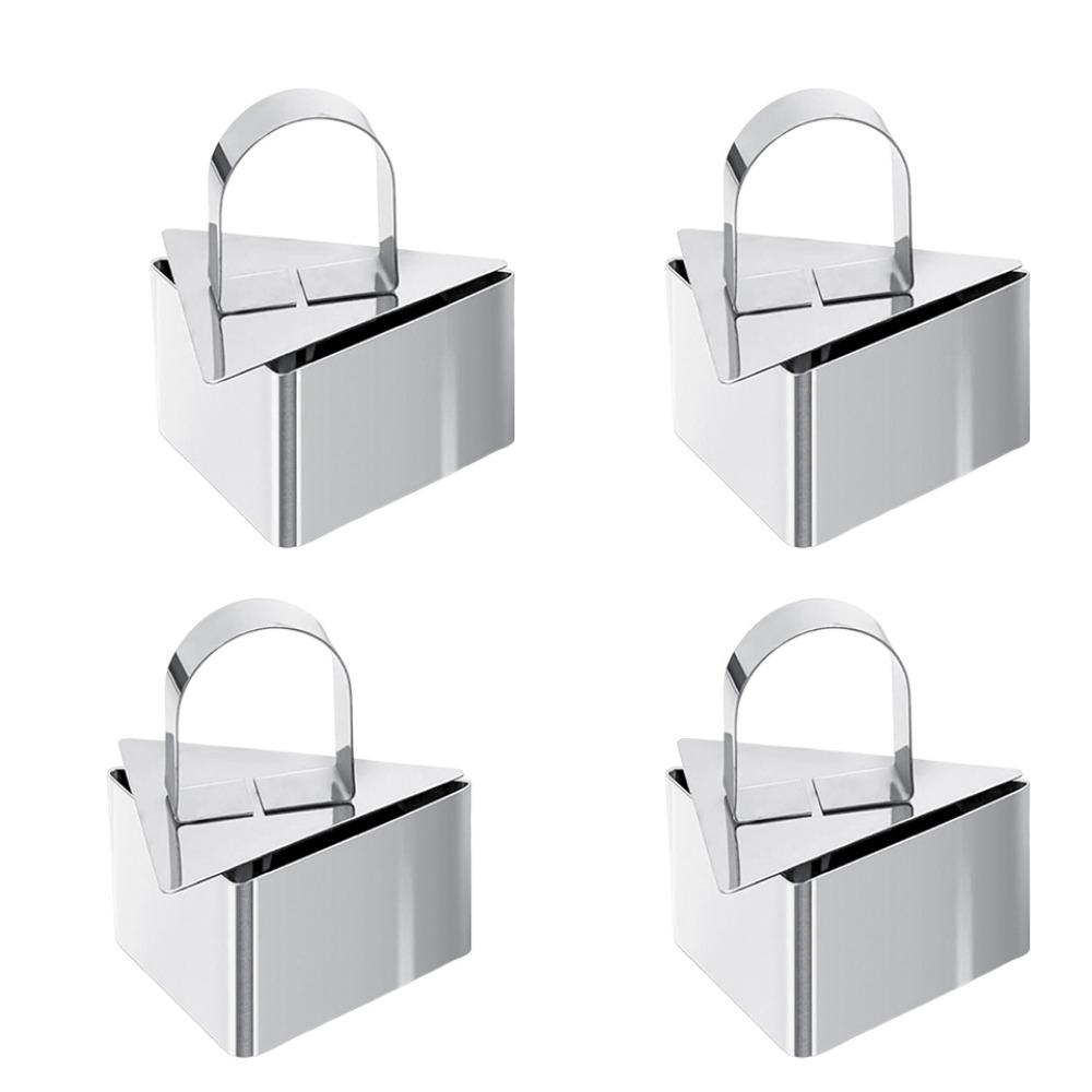4Pcs Stainless Steel Cake Ring Mold Reusable Easy Release Cooking Ring DIY Baking Surface Smooth Dessert Food Molds with Pushers