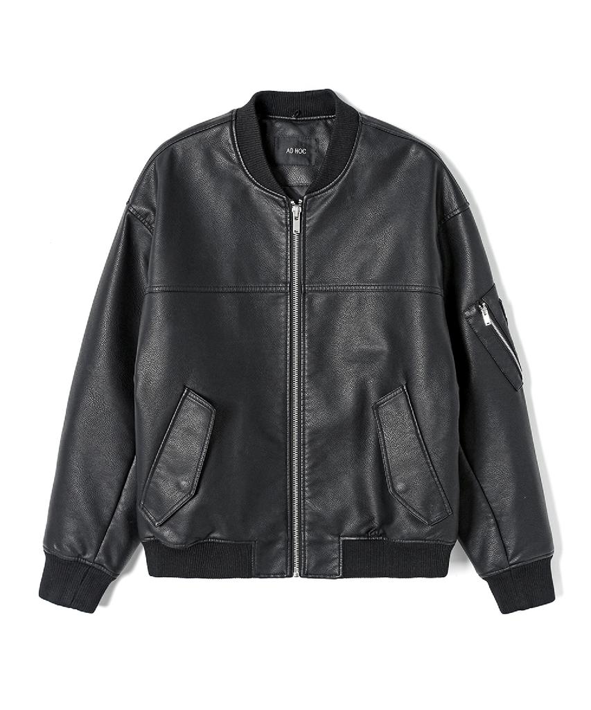 ADHOC Men'S Detachable Faux Leather Padded Jumper (Black) (Hcalea1)