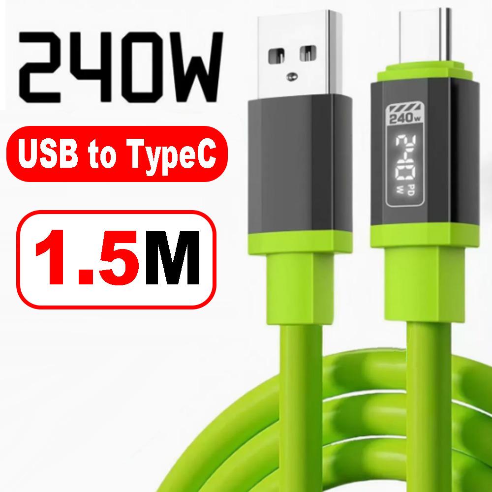 0,3 м - 2 м USB на Type-C Кабель для передачи данных 240 Вт Двойной Type-C Шнур для iPhone 17 16 15 для Samsung Xiaomi Быстрая передача Зарядный кабель