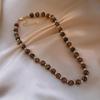 Maillard Retro Natural Tiger Eye Bead Necklace - Women's Chic Autumn/Winter Statement Piece