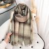 Creative Designer Dashed Grid Atmosphere Couple Scarf Autumn and Winter Retro Imitation Cashmere Fringed Shawl