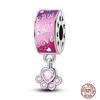 Шармы серии «Розово-фиолетовый» Медь Муранское стекло Бабочка Отпечаток лапы животного Застежка Шармы-бусины Подходят для оригинального браслета DIY Ювелирные изделия