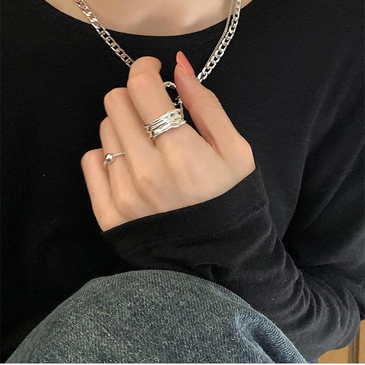 Кольцо со смайликом и открытым кружевом, посеребренное 2024 г. – простое, стильное, индивидуальное кольцо на указательный палец