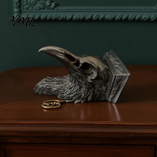Hollow Storage Bowl Eagle Head Statue, 3D Printed Animal Sculpture, Gothic Jewelry Skull Tray Organizer for Keys, Small Items, Halloween Home