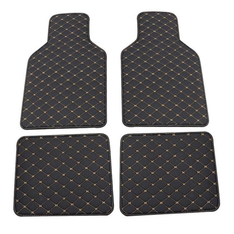 4pcs Universal Leather Car Floor Mat Car-Styling Interior Accessories Mat Floor Carpet Floor Liner Waterproof Foot Pad