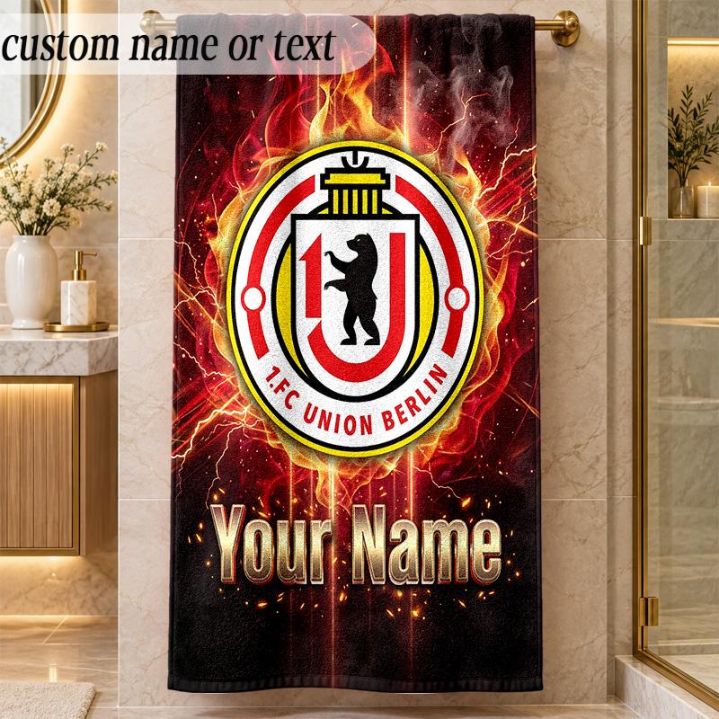 Beach TowelUnion Berlin FC Custom Name Text Personalized Soft Towel for Beach Pool Indoor Home Decor Gift