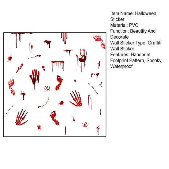 45390 Sheets Red Handprint Footprint Wall Sticker Halloween Spooky Waterproof PVC Self-adhesive