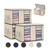 3Pcs 90L Foldable Moistureproof Clothes Quilt Storage Bags Blanket Closet Sweater Organizer Box Sorting Pouches Cabinet Container with Carry Handles