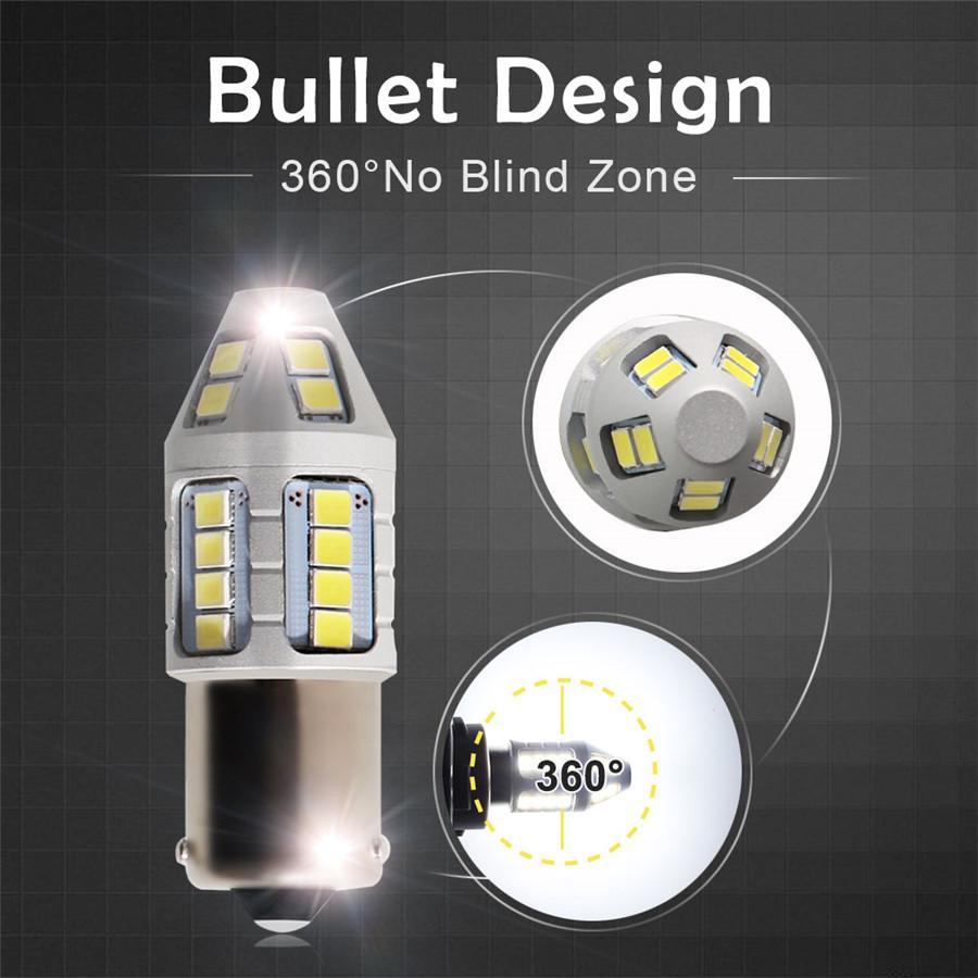 2pc Canbus No Resistor No Flash Amber BAU15S 7507 PY21W 1156PY 30SMD 2835 LED Bulbs