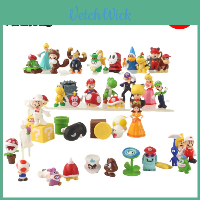 48 шт. Фигурки Super Mario Bros Luigi Набор для украшения торта Нетоксичные Не выцветающие