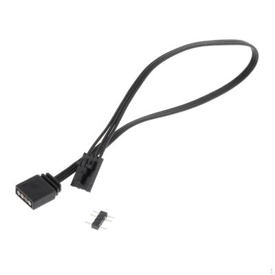Кабели адаптера вентилятора 4-контактный RGB на ARGB 5 В 3 черный с муфтовым разъемом многоразовый портативный