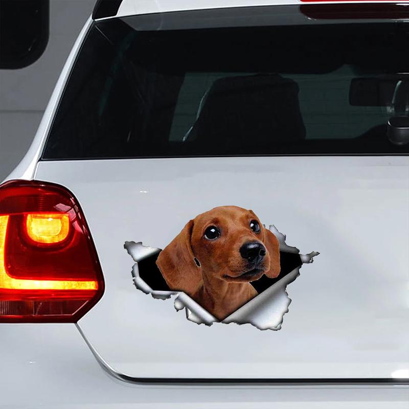 S40474 # металлические рваные наклейки для собак таксы на автомобиль, забавная виниловая наклейка, водонепроницаемое украшение для заднего окна автомобиля, наклейка