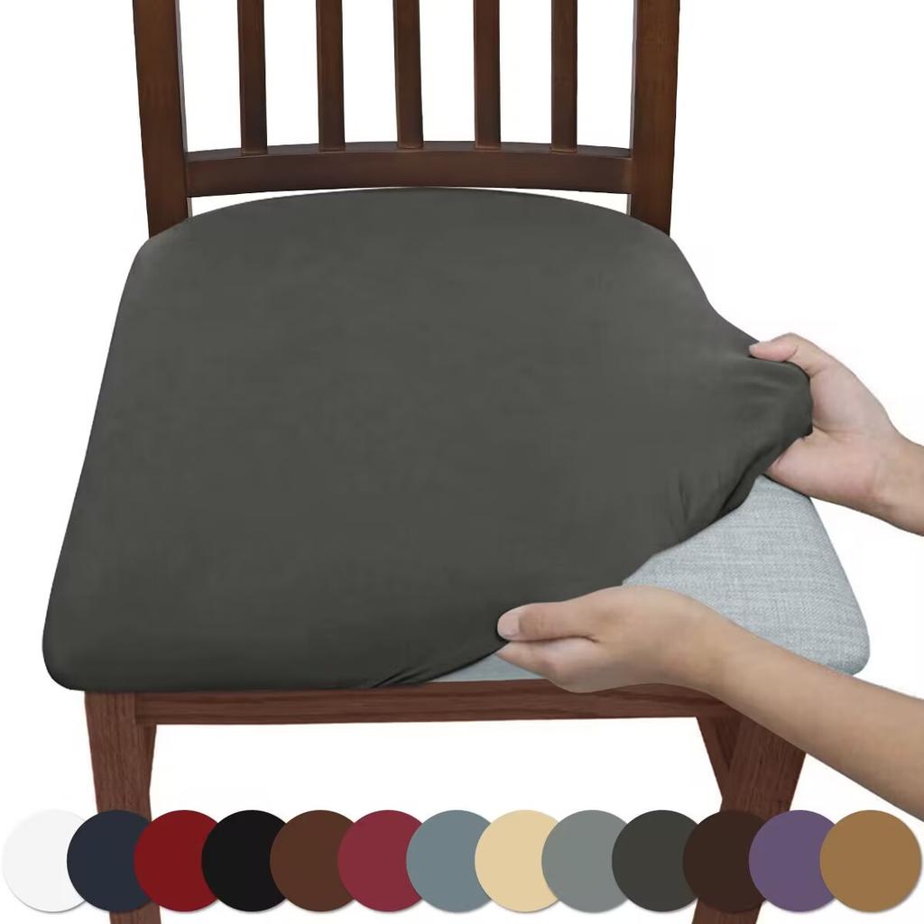Velvet Spandex Dining Room Chair Seat Covers Removable Washable Elastic Cushion Covers For Upholstered Dining Chair