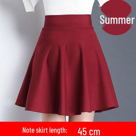 Юбка А-силуэта плиссированная с высокой талией в корейском стиле - Женская миди однотонная юбка-зонт.