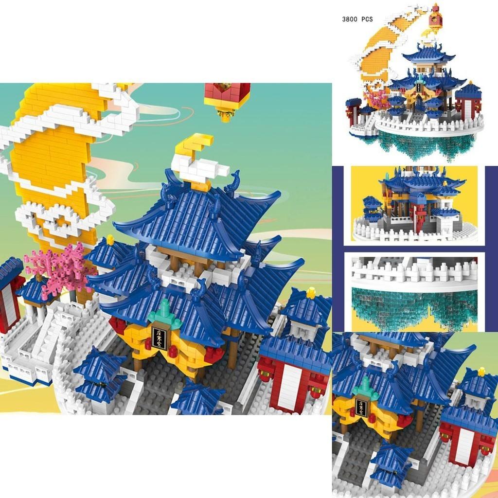 Высококачественные строительные блоки из АБС-пластика с микрогранулами-бриллиантами, совместимые с Lego, игрушка-замок в традиционном китайском стиле, оптовая продажа