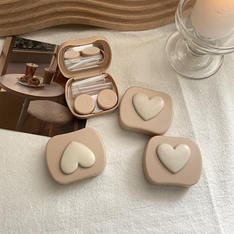 Конфетный одноцветный футляр для контактных линз, пластиковая цветная коробка для контактных линз, портативная коробка для хранения контактных линз, мини-коробка для ухода