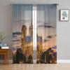 Famous Notre Dame Cathedral In Paris At Dawn Chiffon Sheer Curtains for Living Room Bedroom Decor Window Voiles Tulle Curtain
