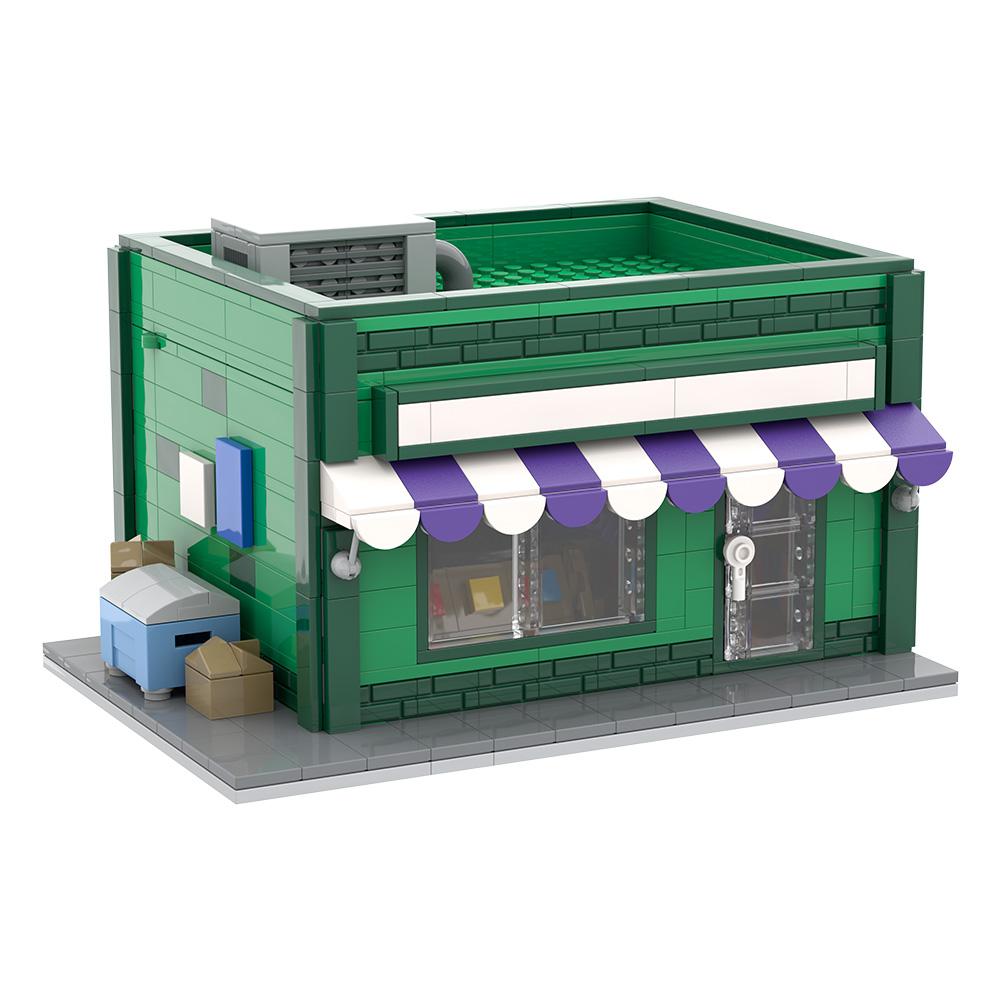 Gobricks MOC Симпсоновский Спрингфилд Магазин Бейсбольных Карточек Модульные Кирпичики Модель Магазин Бейсбольных Карточек Модульные Строительные Блоки Игрушки Подарок