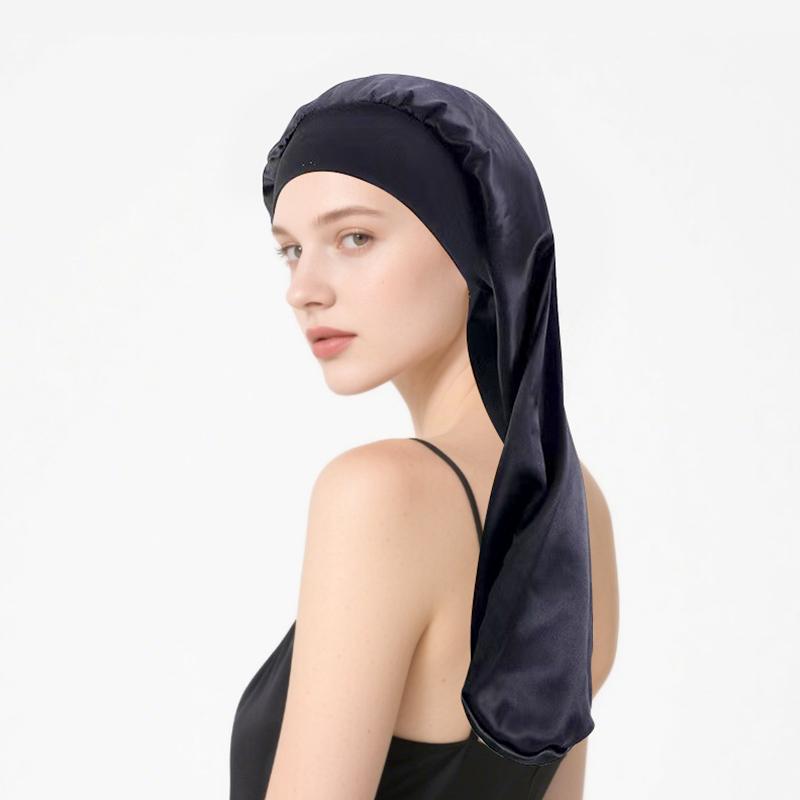 1Pc Silk Satin Bonnet Long Hair Polyester Double Sided Hair Hat Solid Color Dreadlocks Braids Women Night Sleep Cap