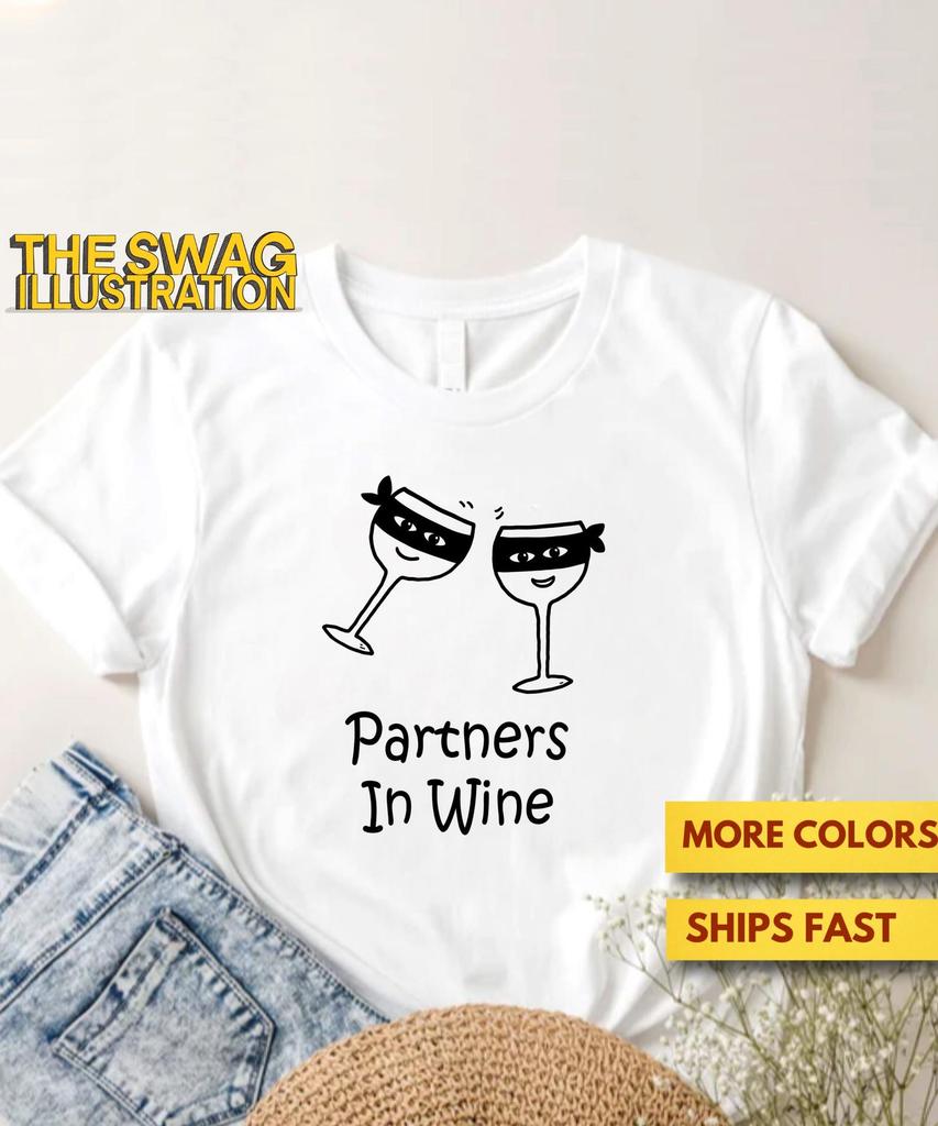 Partners In Wine Food Pun Shirt, Cute Grape Couple, Grape Pun Shirt, Funny Alcohol Shirt, Wine Humor GifT shirt, Food Humor, Premium Tee