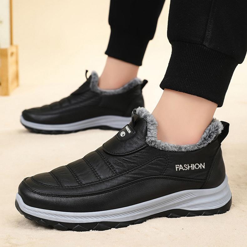 Men's Winter Snow Boots Casual Non-Slip Faux Fur Lined Walking Loafers Shoes Comfort Short Ankle Booties Water Resistant Warm Workout Sneakers for Men