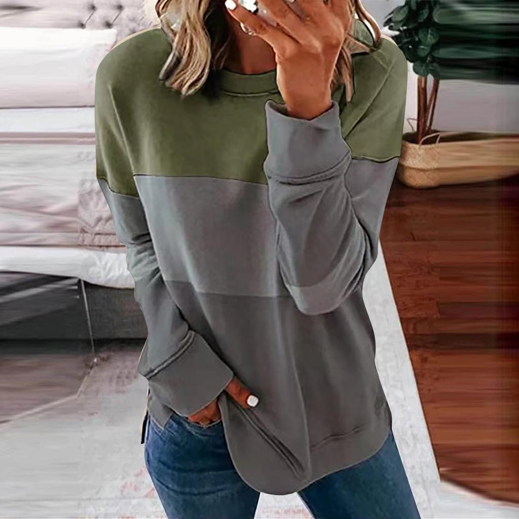 Women's Top Autumn Winter Stripe Tie-dye Print Sweatshirts Long Sleeved O Neck Gradient Hoodies Female Casual Tops