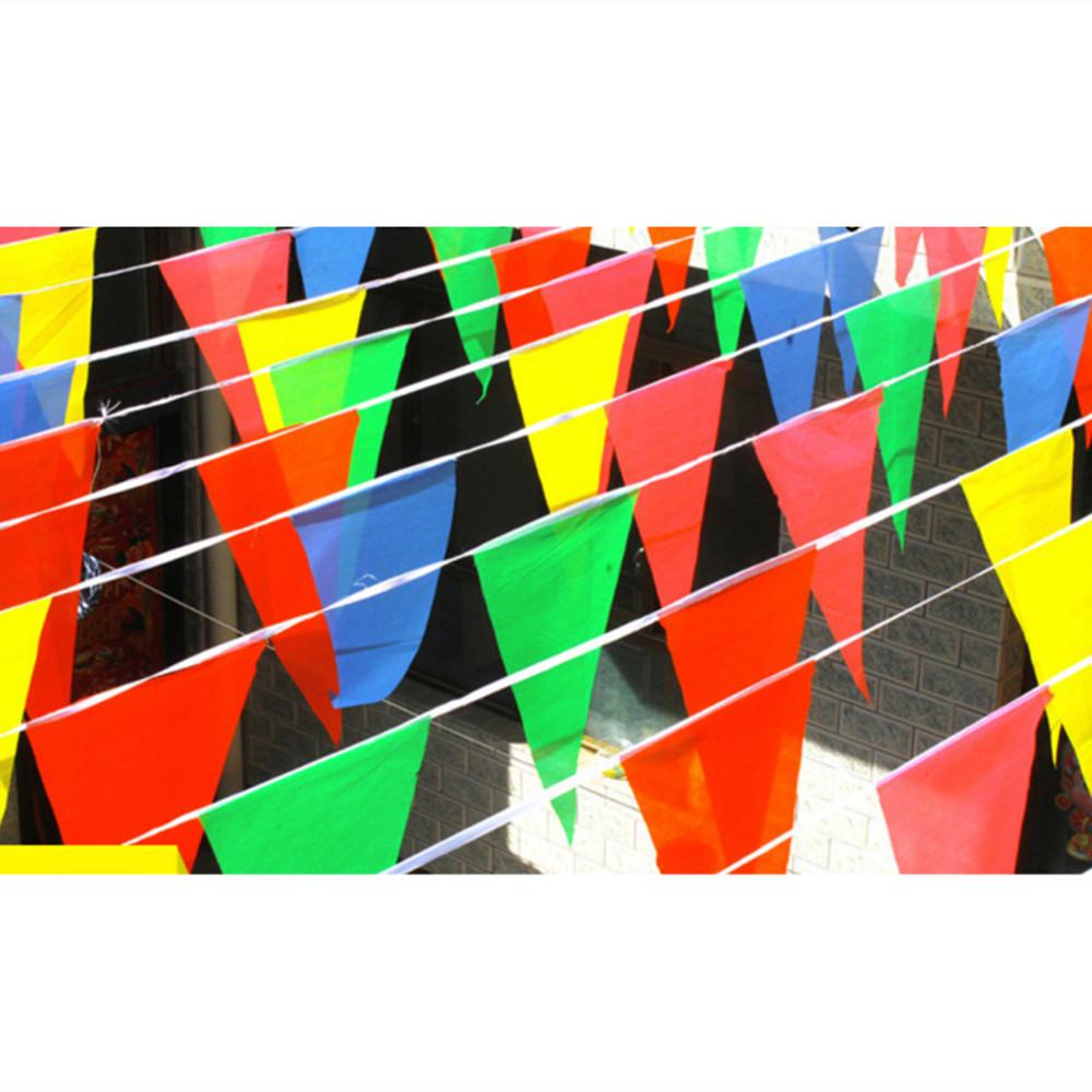 Nylon Fabric Decor Outdoor 100M Triangle Flags Pennant Multicolored Bunting Banner