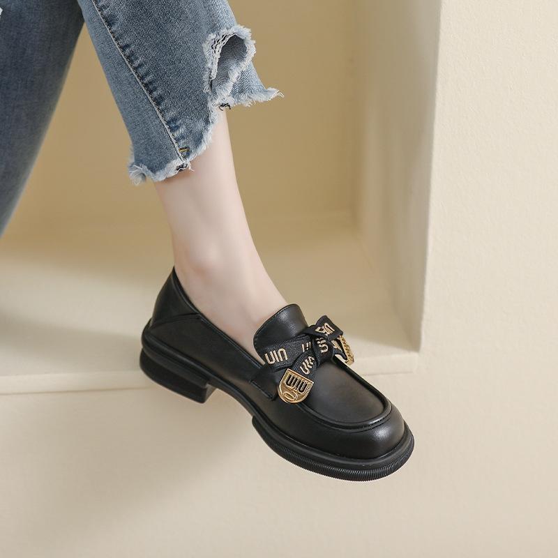 Модные туфли Frontier Platform Loafers Spring Versatile Bow Single Shoes One Pedal British Style Small Leather Shoes
