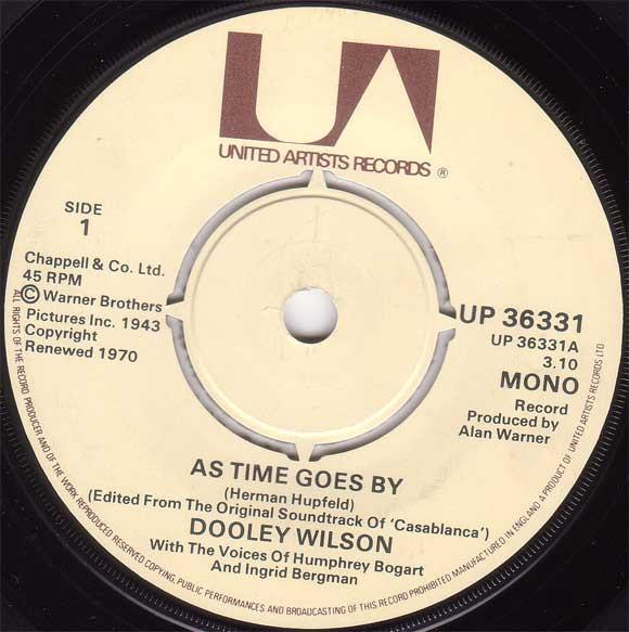 7-дюймовая пластинка DOOLEY WILSON, THE VOICES OF HUMPHR - As Time Goes By / I'll String Along UP36331 UNITED ARTISTS 1977 UK Jazz Б/у