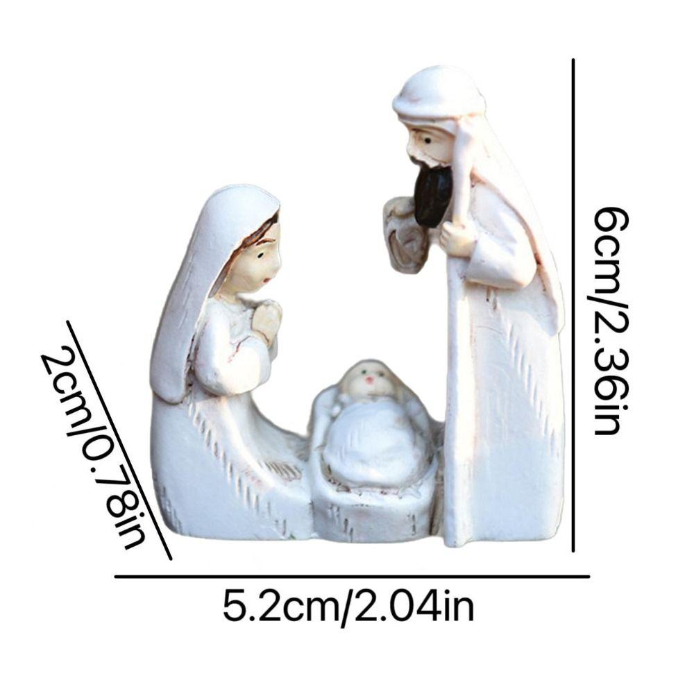 Cute Jesus Birth Sculpture Cartoon Religious Resin Statue Christmas Manger Ornaments Home Decor