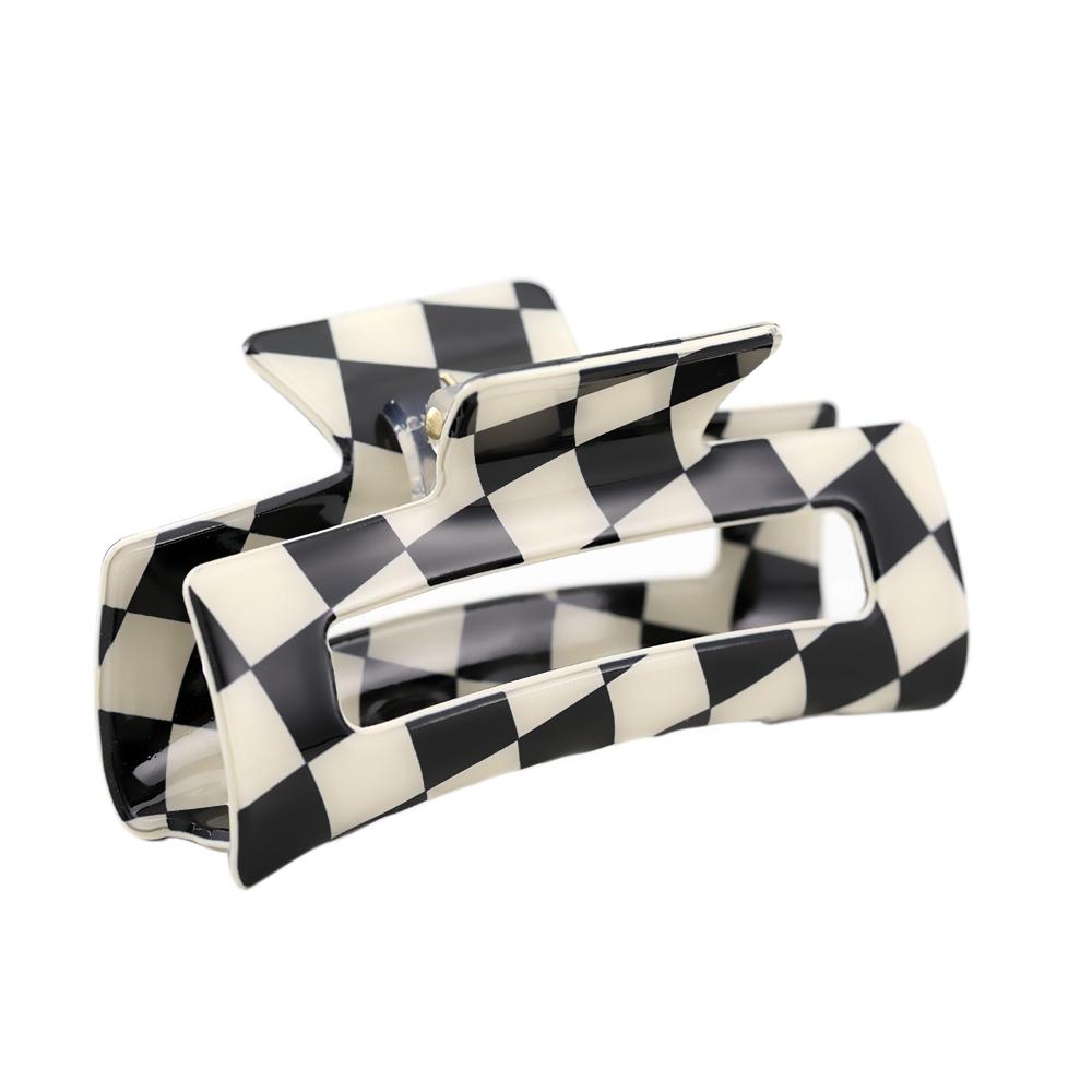 2023 Black and White Matte Polished Hollow Acrylic Hairpin Lovely Hairpin Temperament Girl Hair Crab Hair Accessories