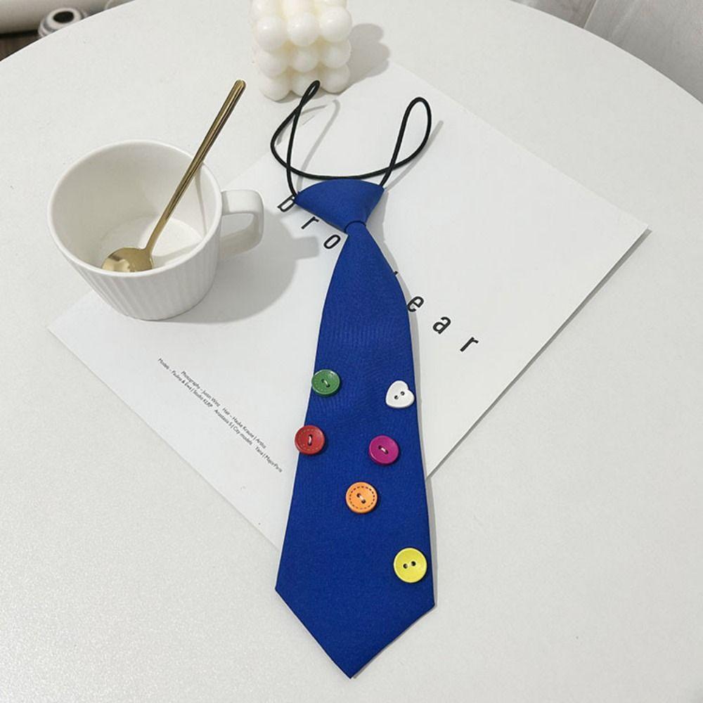 Multicolor Lazy Neckties Colorful Buttons Rubber Band Tie Creative Shirt Tie School Uniform